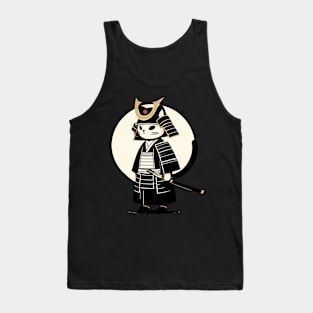 Kawaii Cat Anime Japanese Retro Samurai Novelty Funny Cat Tank Top